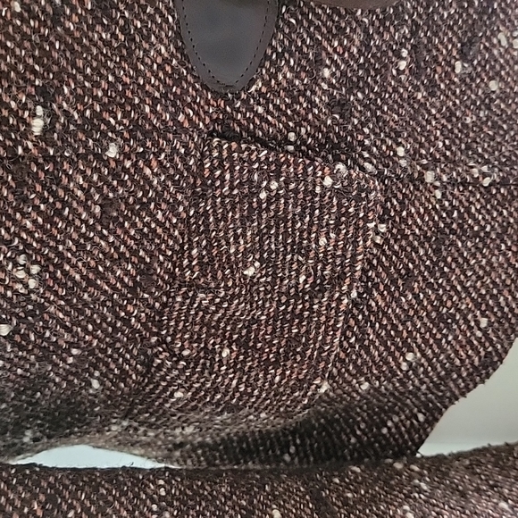 EUC ZARA Brown Wool Tweed Short Jacket with Leather & Wood Toggle Closures SZ: M - Picture 10 of 14